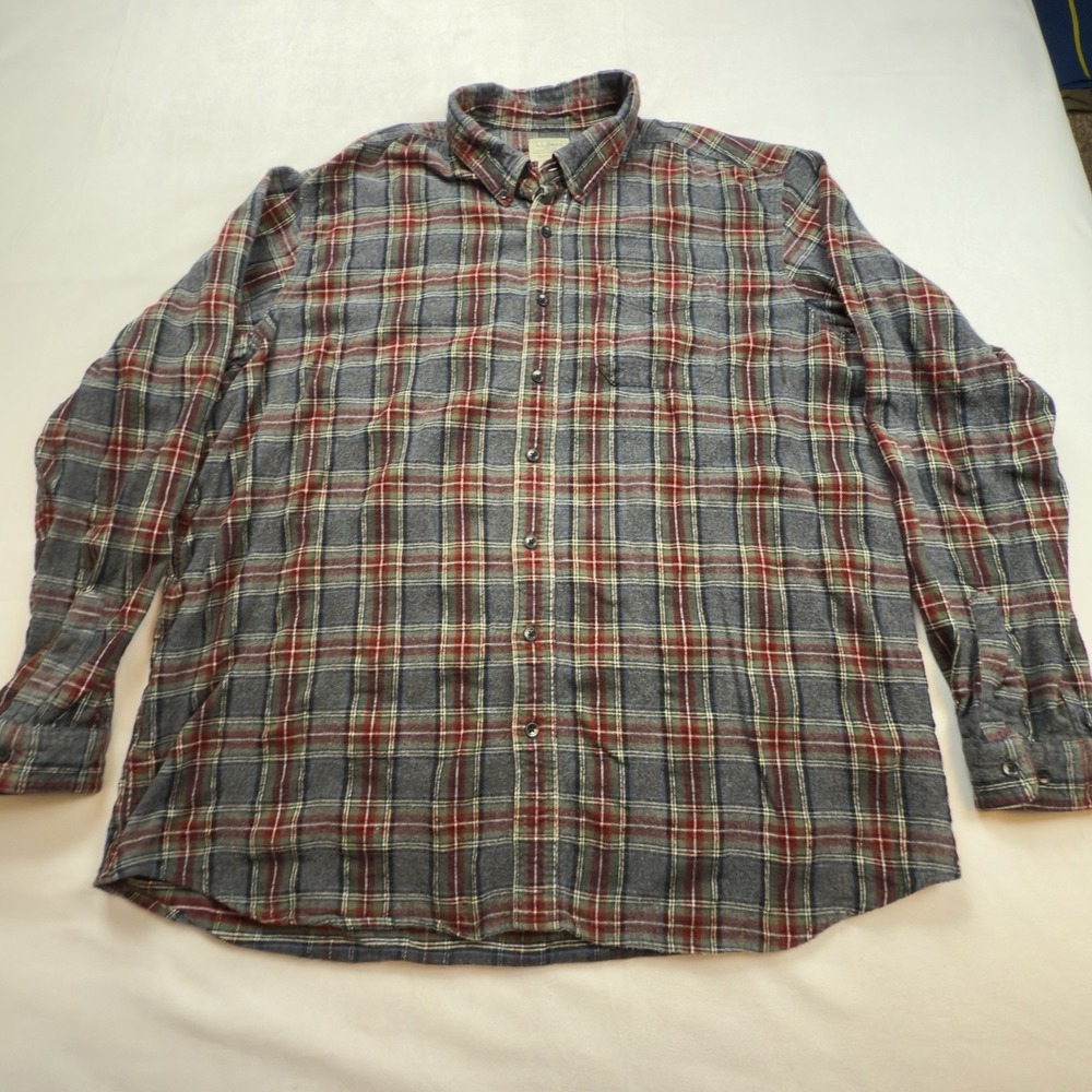 LL Bean Shirt Mens 2XL Tall Plaid Flannel All-Season Traditional Fit EUC